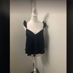 Victoria's Secret Flutter Sleeve Black Cross Back Tank Top Sz L